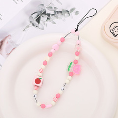 Nadya's new beaded bear jewelry accessories tulip flower mobile phone case lanyard anti-fall and anti-lost wrist strap for women
