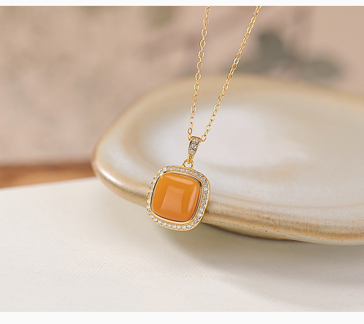 Mặt dây chuyền bạc S925 mạ vàng hình sáp ong vuông tinh tế — Mô hình sáp ong (không bao gồm dây chuyền) chi tiết 4
