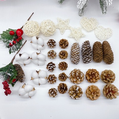 Cross-Border Christmas DIY Decoration Pine Needle Christmas Tree Photography Props Pine Cone Christmas Decoration Supplies Wholesale
