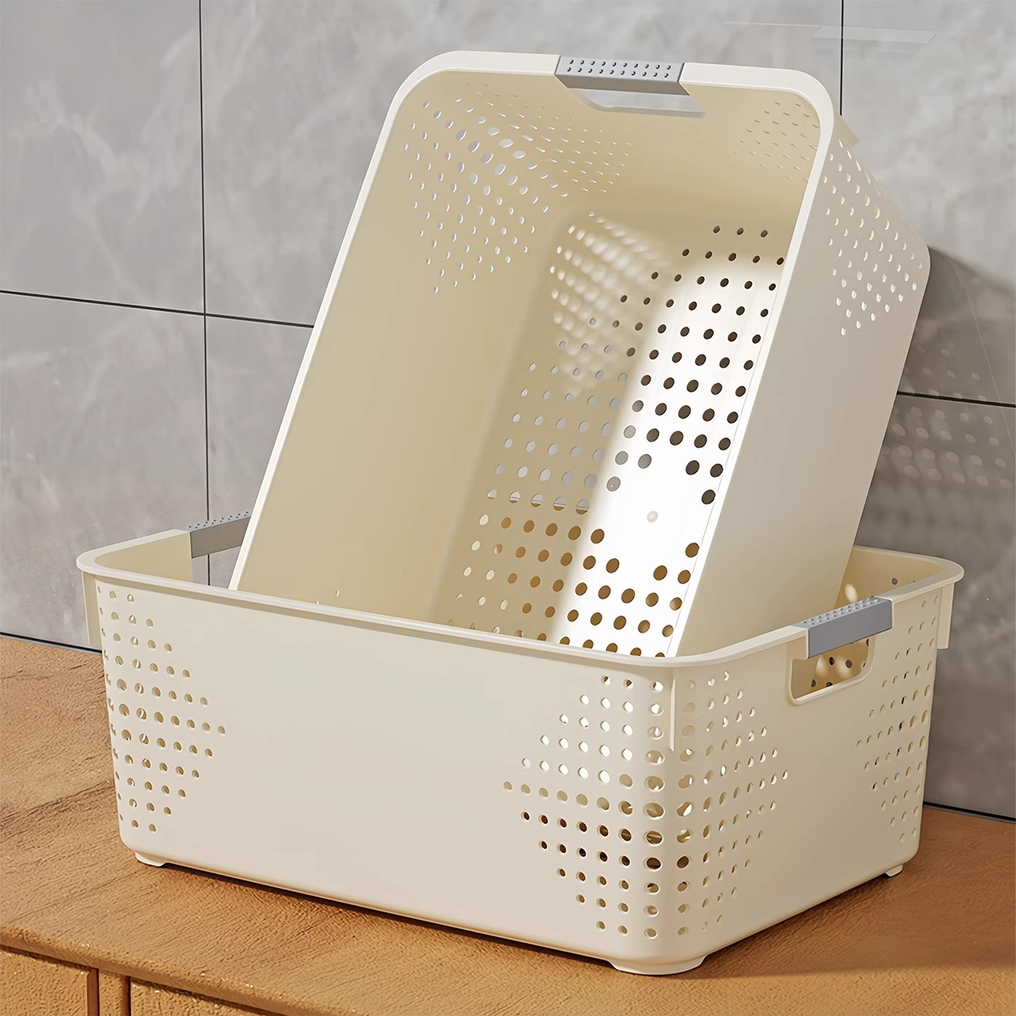 Cesta de almacenamiento de bocadillos de plástico casero armario de cocina caja de almacenamiento dormitorio armario caja de ropa image 4