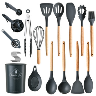Amazon Hot Sale Silicone Kitchenware 34 Pc suit Non-stick Pan Shovel Measuring Cup Measuring Spoon suit kitchen utensi