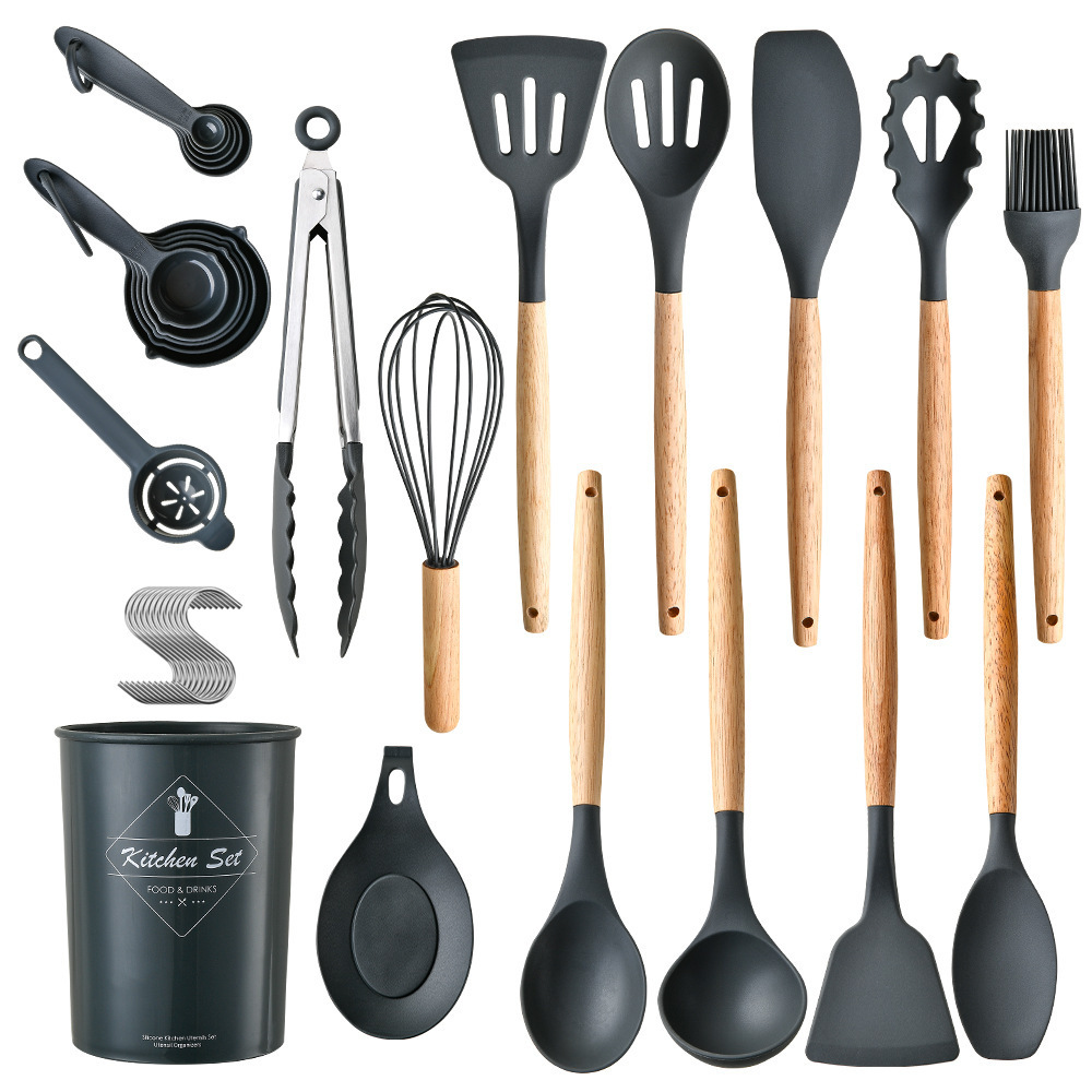 Amazon Hot Sale Silicone Kitchenware 34 Pieces Kitchen Utilities