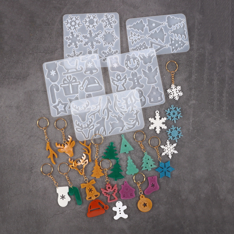 DIYクリスマスシリーズクリスマスツリーヘラジカ雪花形ペンダントイヤリングペンダントネックレスキーホルダーペンダント製作金型|undefined