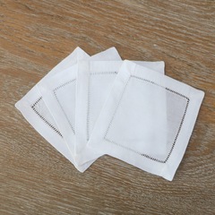 N030-4 hemstitch cockteralapkin4 "x4" ラミー麻綿白色抽出カクテル食事