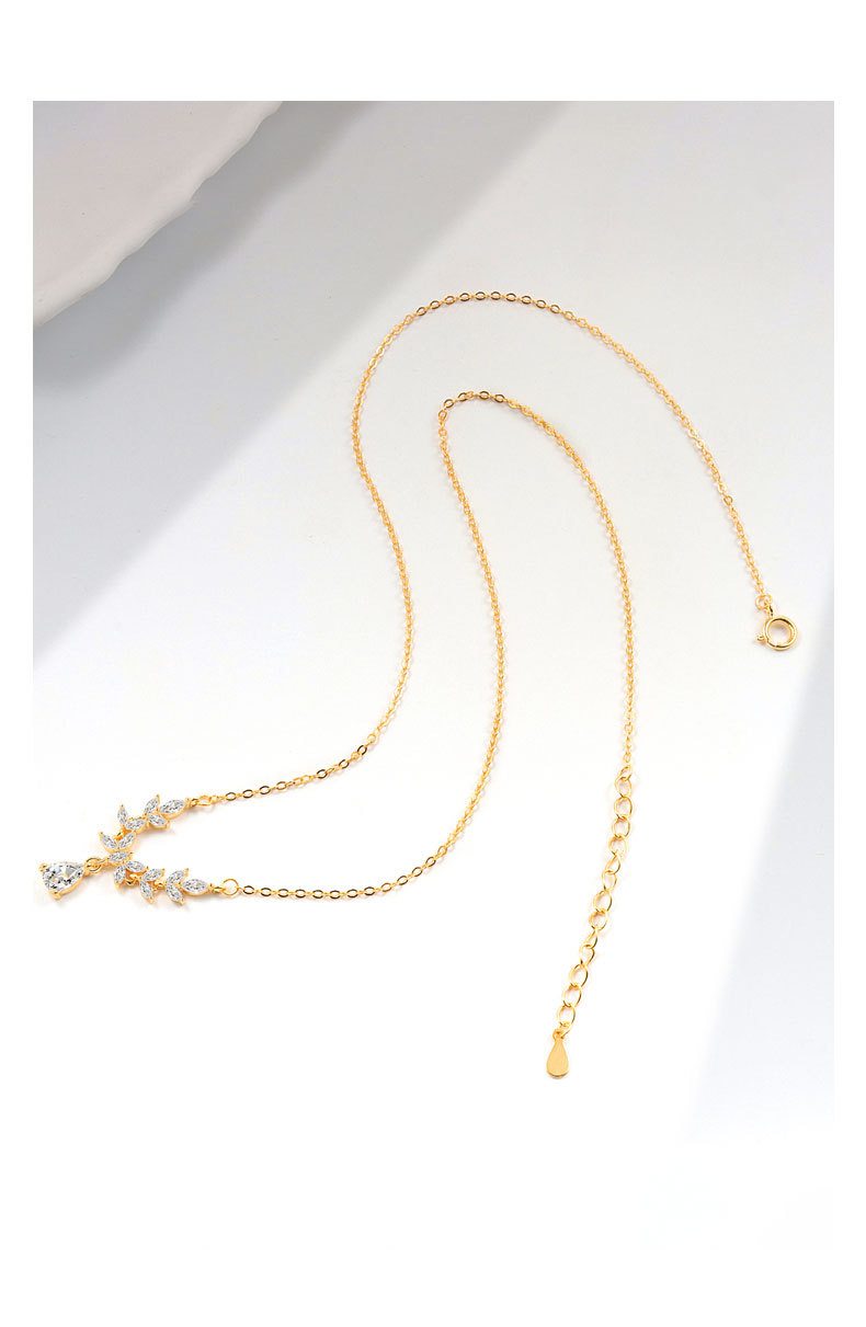 925 Sterling Silver Material 925 Sterling Silver Zircon Cable Chain Plating Grain Pendant Necklace