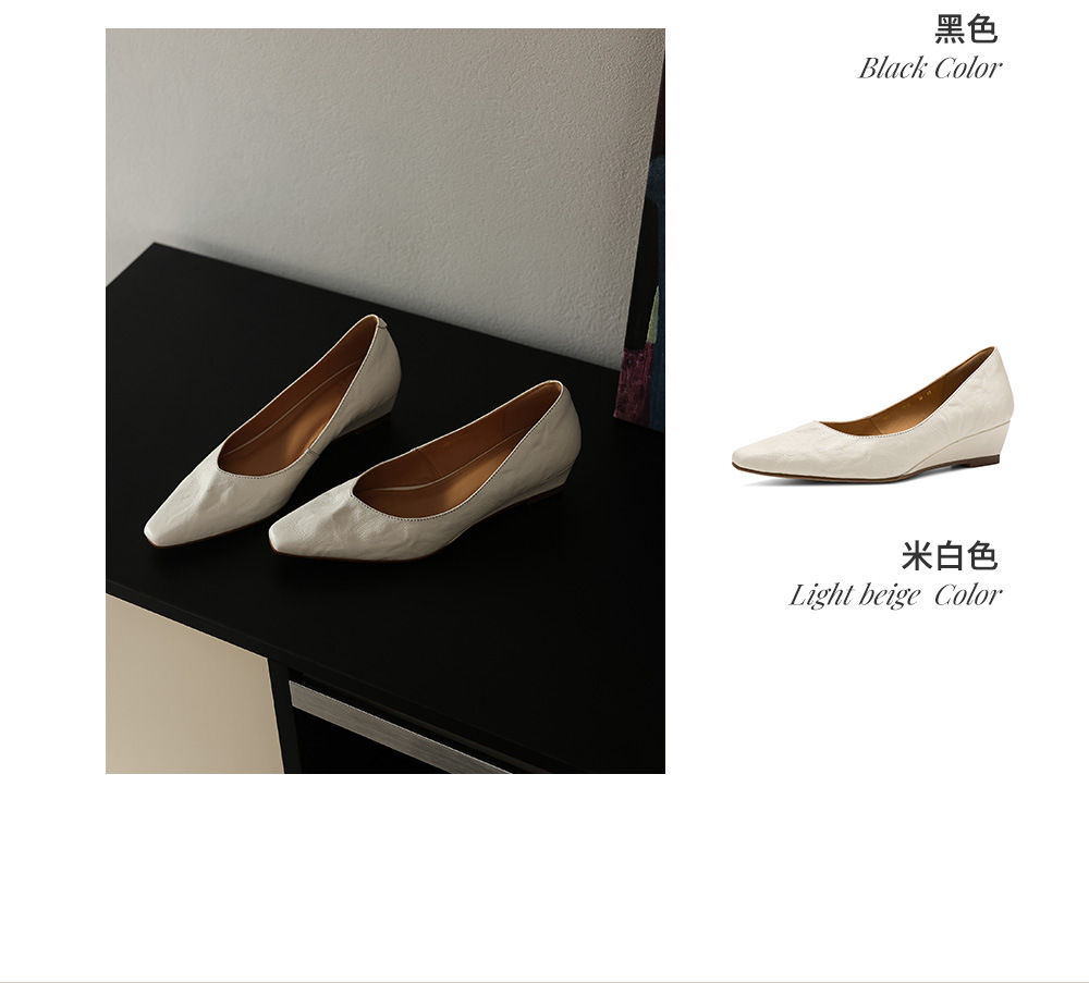Giày cao gót nữ mũi vuông da dê đế xuồng gót 4 cm đi làm — đen chi tiết 6