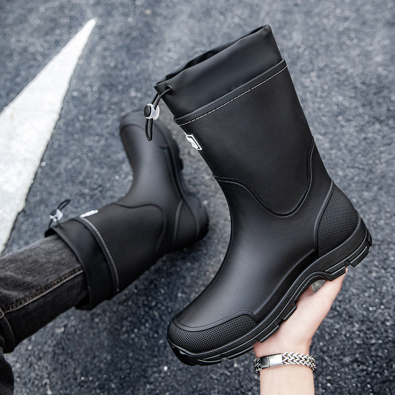 Botas de Lluvia de Caña Media Plástico y Suela de PVC Impermeable Ligero Antipolvo para Actividades al Aire Libre