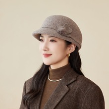 新款羊毛呢妈妈帽优雅气质中年老年人帽子秋冬天时尚洋气保暖盆帽