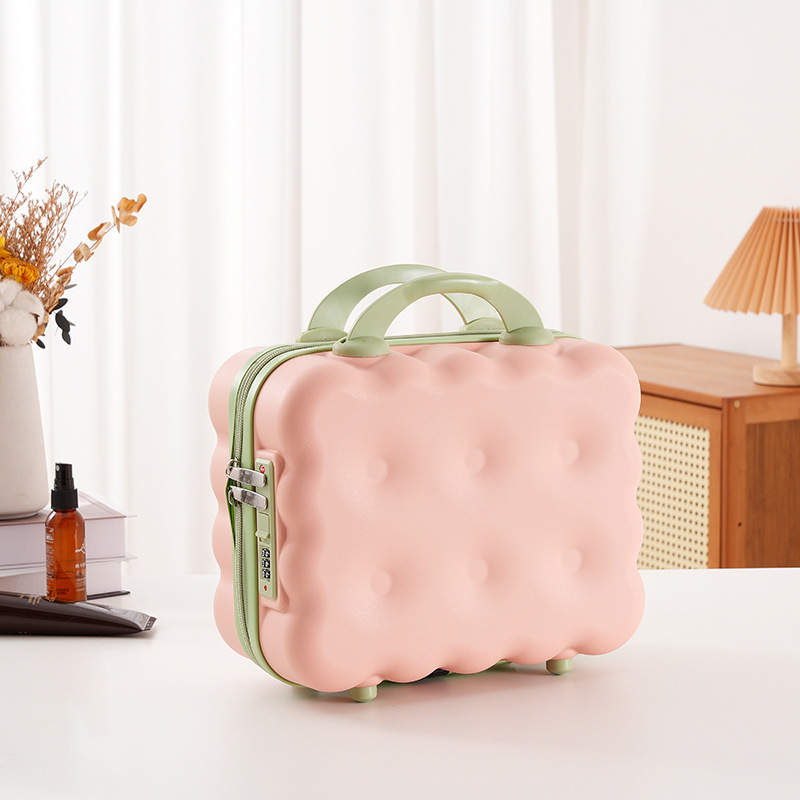 Caja de 14 pulgadas, caja de manicuras, caja de dibujos animados, maleta de almacenamiento, caja de tracción, macarón de gran capacidad, portátil