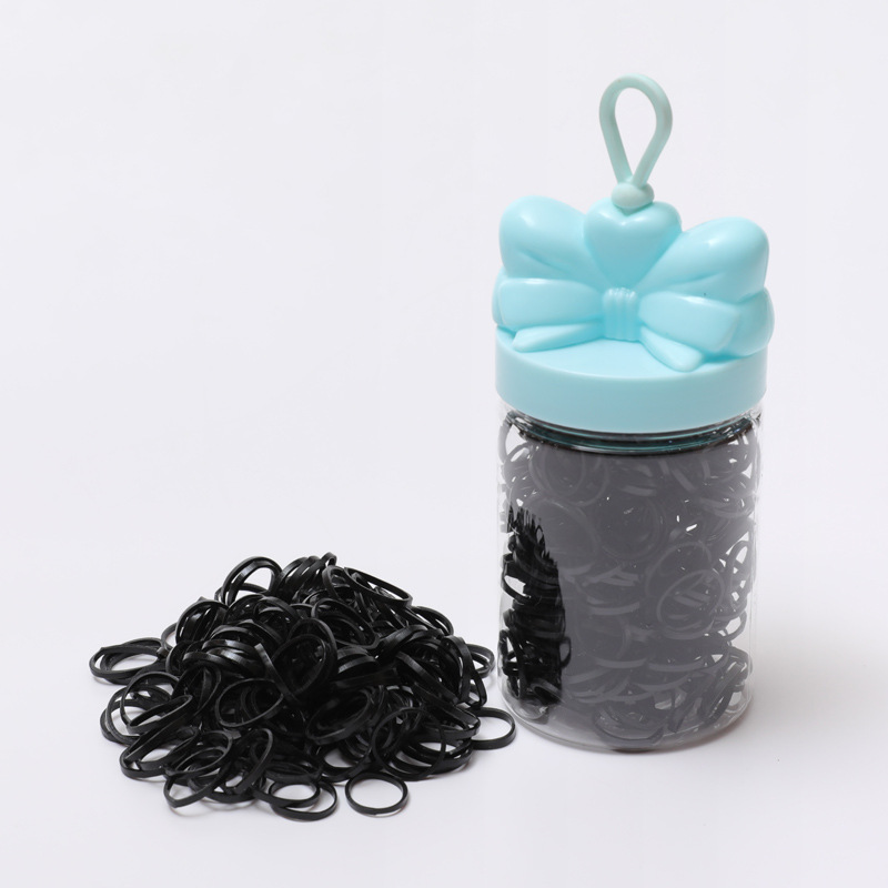 Gomas para el pelo infantiles en envase – negras, gruesas, no dañan el cabello