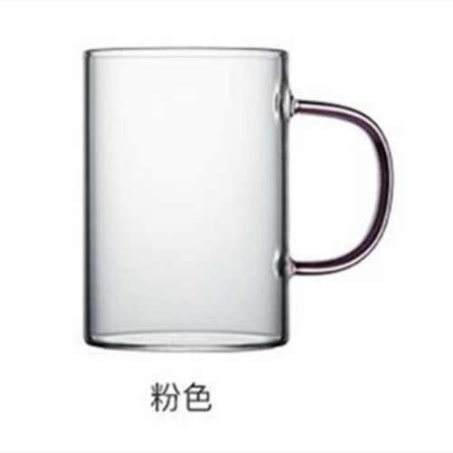 Taza de vidrio borosilicato de oficina taza de una sola capa mango de color taza de jugo de vidrio transparente de gran capacidad taza de bebida doméstica antimezcla