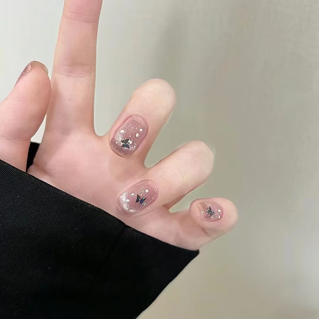 Mariposa ojo de gato francés usar parche de uñas corto parche de uñas productos terminados al por mayor inwind parche de uñas falsas uñas