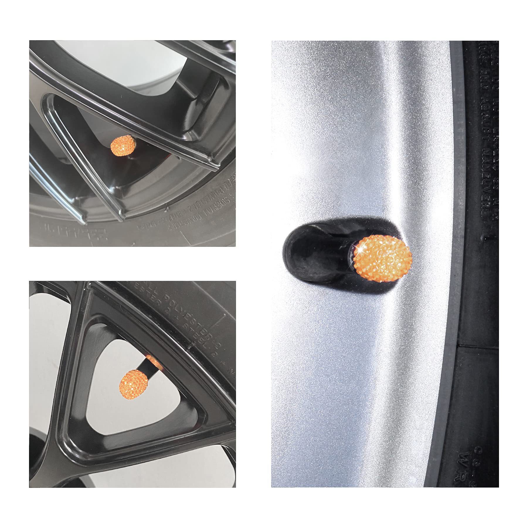 Car Tire Valve Caps with Rhinestones, Ceramic Full Diamond Valve Core Covers for Cars, Diamond Tire Caps for Women