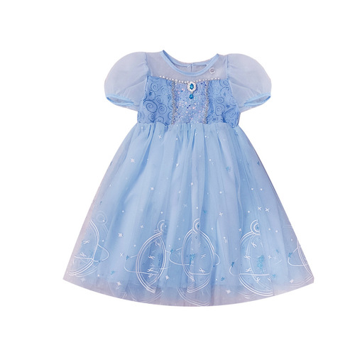 New Elsa Princess Dress Summer New Stylish and Elegant Cotton Candy Dress for Little Girls Birthday Formal Dress for June 1st