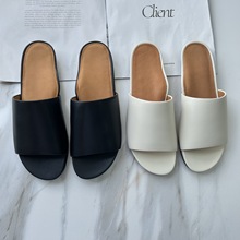 th*w无标云朵脚感厚底一字拖鞋夏季时尚羊皮坡跟新款外穿凉拖鞋女