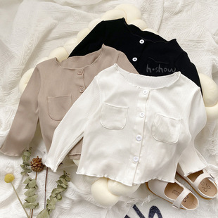 Korean style children's clothing 23 Autumn new girl baby fungus lace outer wear cardigan Western style small coat top 0056A002