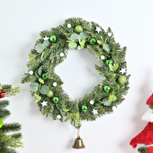 Christmas Artificial Green Plant Decoration Garland Christmas Bell Rattan Garland Door Hanging Decoration Christmas Living Room Hanging Decoration