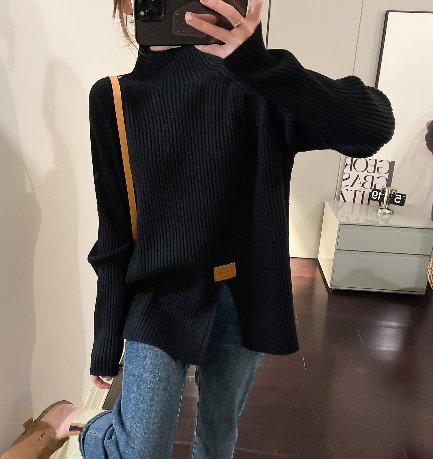 Suéter de cuello alto para mujer, estilo holgado, prenda interior de invierno
