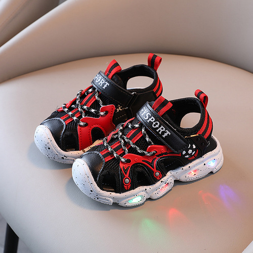 Children's Beach Sandals Flash Shoes  Summer New Boys Light Sports Shoes Explosive Edition Girls Soft Soled Sandals