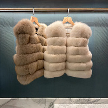 25秋冬季进口整皮V领芬兰狐狸毛皮草背心马甲毛毛外套双色晕染女