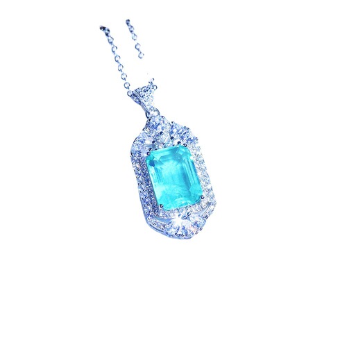 Kuaishou Live Imitation Natural Cotton Fluff Emerald Pendant Platinum 950 Luxury Full Diamond Necklace for Women