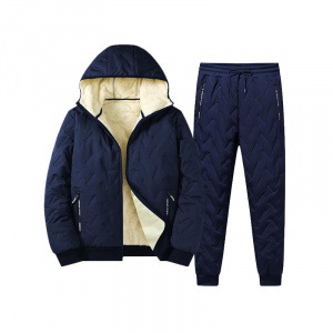 Trajes de deportes de invierno transfronterizos con terciopelo y calor, bolsillo de cremallera gruesa, diseño de cuerda de tracción para el ocio diario