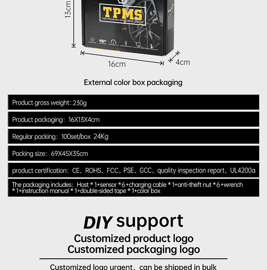 T17-6 Wheel Solar Tire Pressure Monitoring Rv Atmospheric Pressure Tire Pressure Car Six Tire Pressure Monitoring Wireless Cross-Border