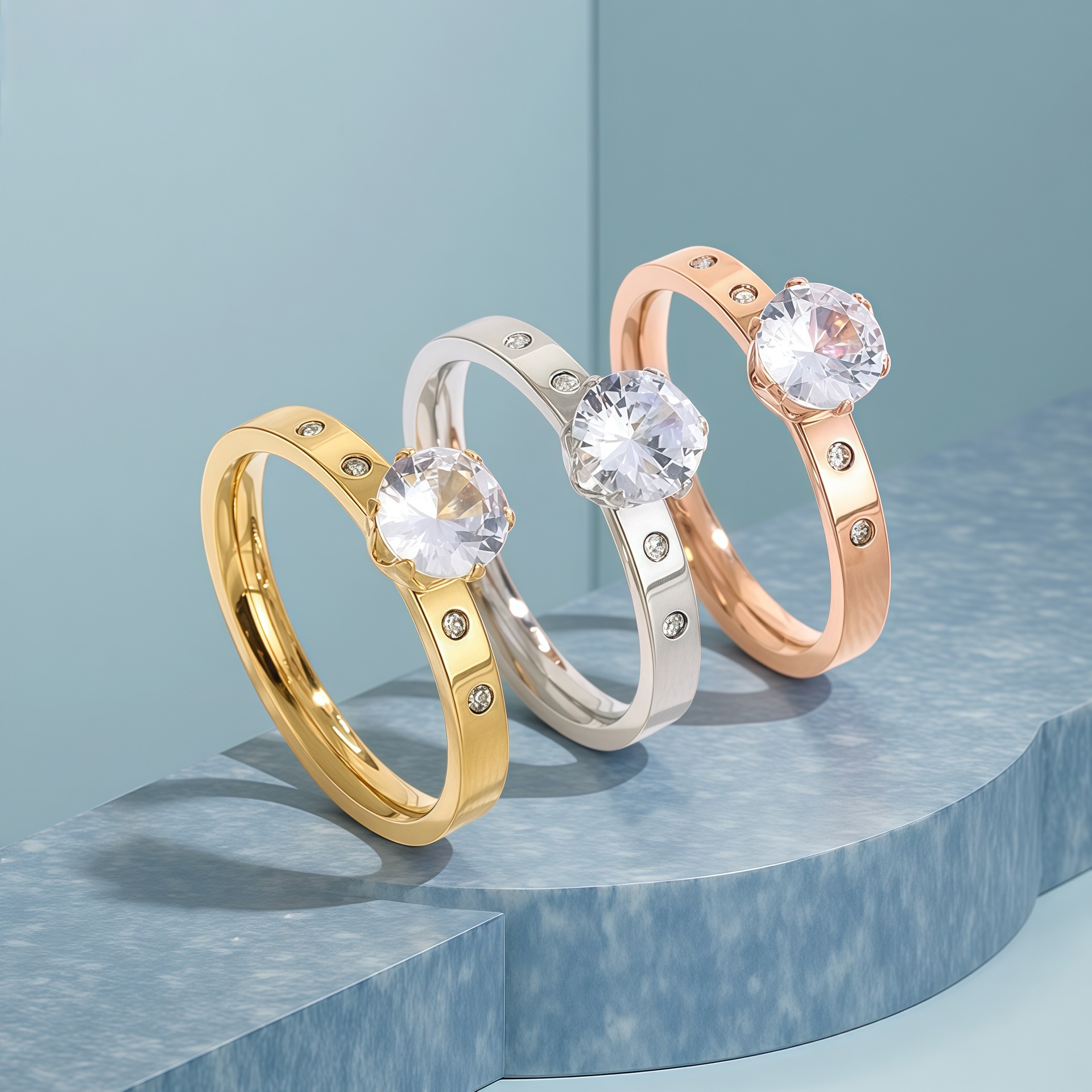 Trendy Amazon Wish Foreign Trade Titanium Steel Rings for Women, Niche Design, Popular Influencer Couple Rings, Fashionable