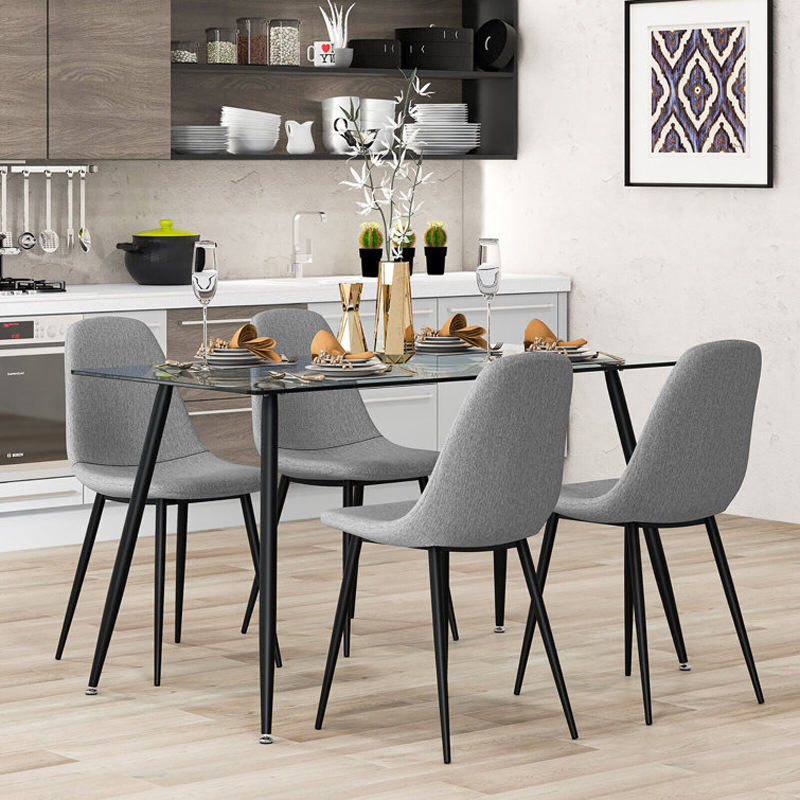 Mesa de comedor de vidrio, pequeña mesa de casa, mesa de comedor de vidrio temperado rectangular moderna