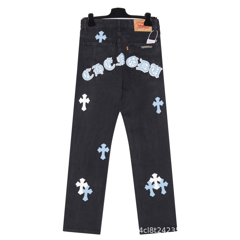 25 正しいバージョン CH クロウクロスレザー刺繍ウォッシュジーンズカップルルーズデニム卸売ドロップシッピング|undefined