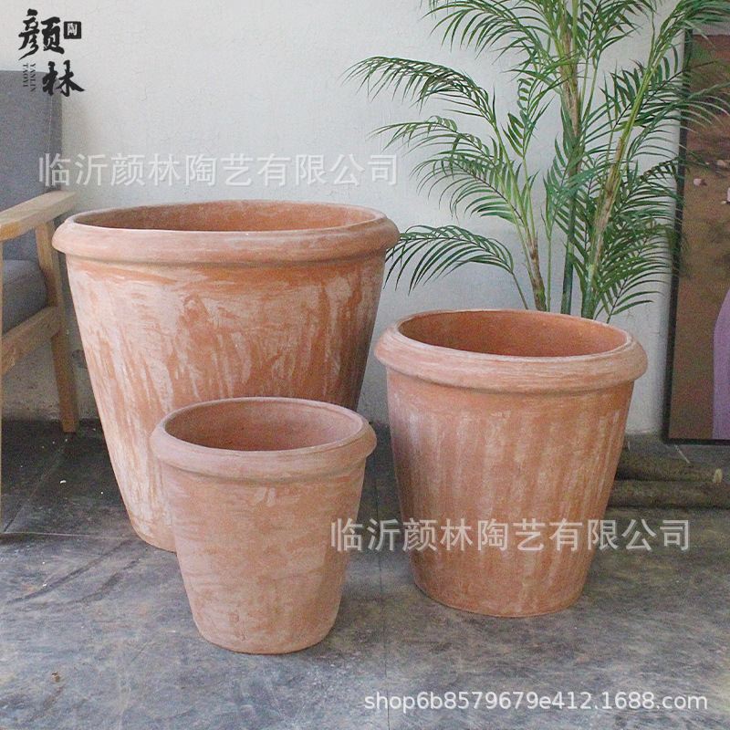 Supply export spot Big Mouth basin large size tree basin retro courtyard red pottery basin stoneware American country landscape Basin