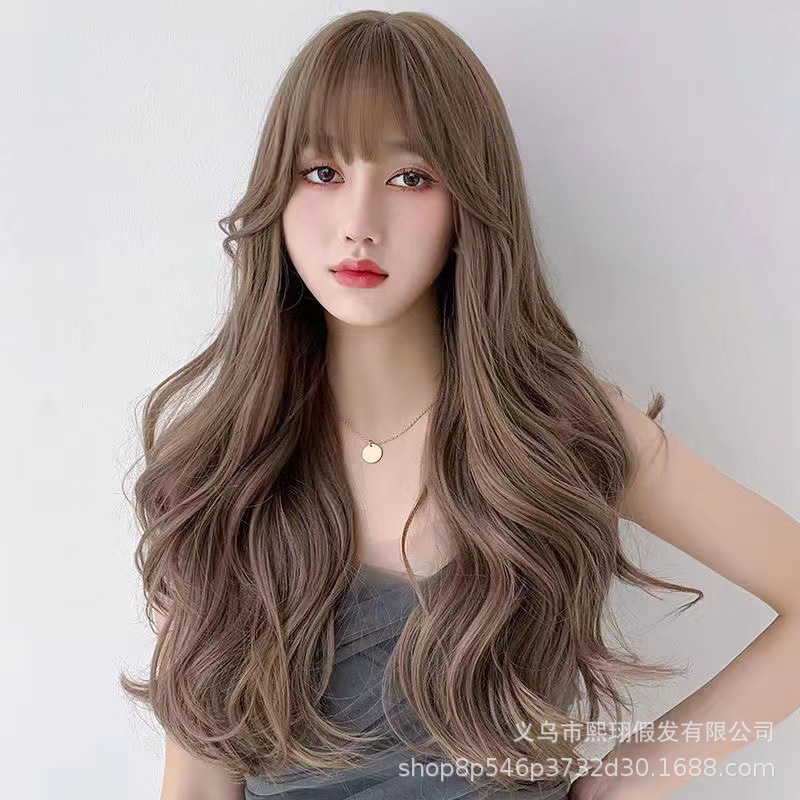 Factory Direct wig women's new long curly hair big wave medium points natural full top chemical fiber full head cover in stock wholesale