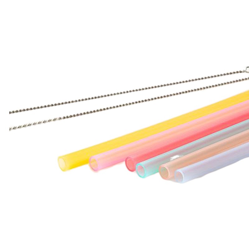 Paja de silicona plegable de calidad alimentaria portátil picnic camping flexible bebida jugo resistente al calor niños beber paja