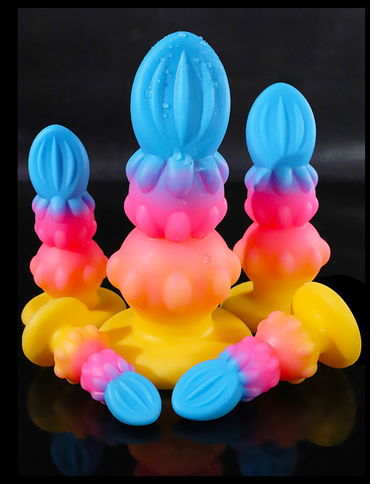 Jiuai Special-Shaped Silicone Anal Plug Dildo, Gourd Flower Extra Large, Multicolor — detail image 17