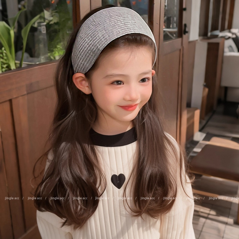 韩系百搭灰色发箍女高级感2025新款夏季宽边高颅顶头箍发饰针织发|undefined