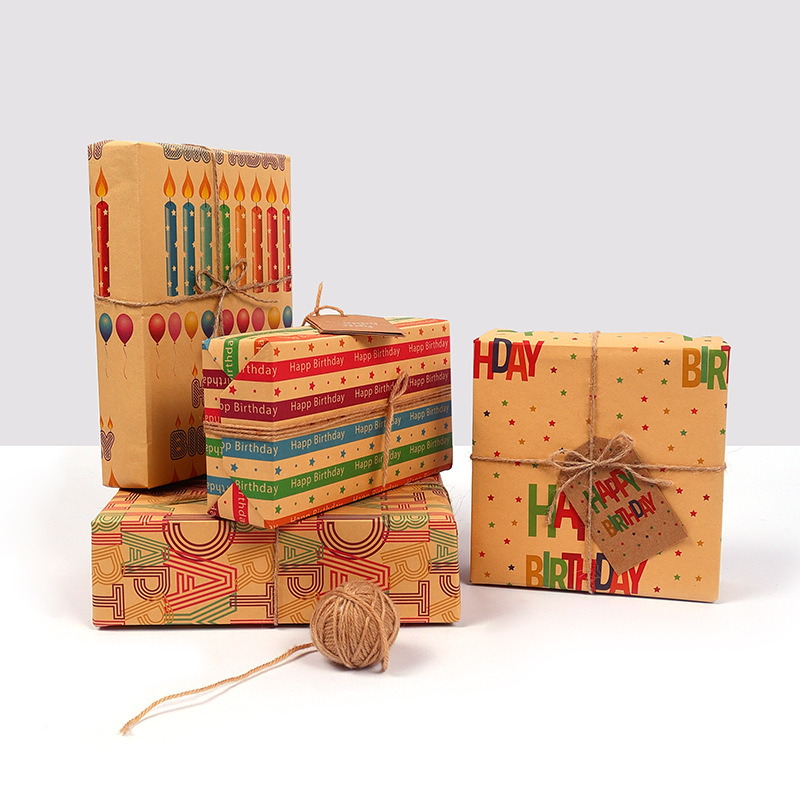 Nuevo Amazon Feliz cumpleaños papel de regalo del Día DE LOS Niños DIY papel libro de papel 80g papel Kraft