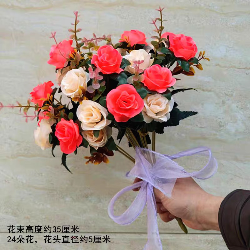 Reunión deportiva, actividades estudiantiles, baile, flores falsas coloridas, flores de plástico, flores de seda, baile, accesorios, ramo de simulación