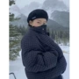 韩国宽松复古羊毛呢白鹅绒
