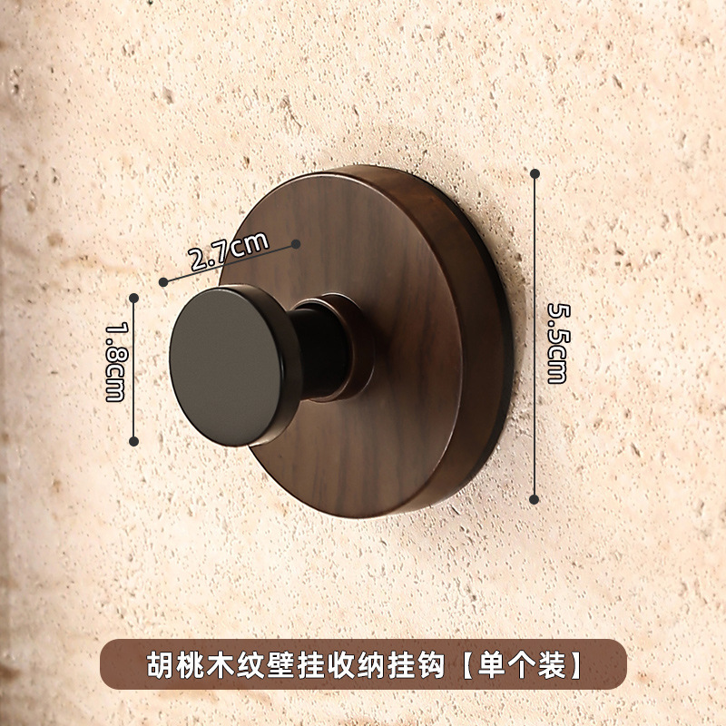 胡桃木纹吸盘旋钮挂钩门后浴室厨房壁挂式置物架免打孔挂衣钩挂架|undefined