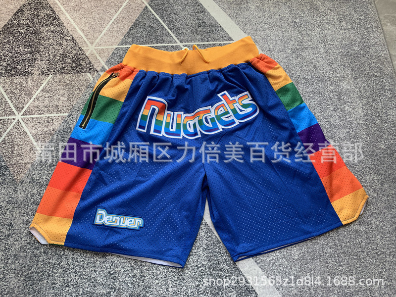 Comercio exterior pantalones de fútbol al por mayor Warriors Lakers 76 caliente Raptor mágico bolsillo bordado pantalones cortos pantalones de baloncesto NFL
