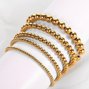 Amazon Explosions Stainless Steel Bead Bracelet Bracelet Titanium Steel Beaded Jewelry 304 Stainless Steel Ladies Bracelet