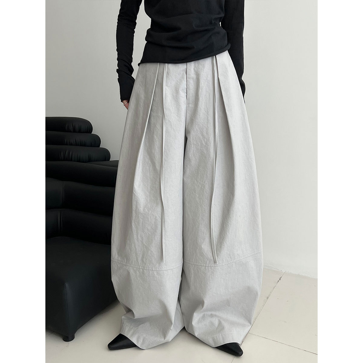 Luxi Korean Style Pleated Loose Draped Drawstring Balloon Pants Women's Autum New Lazy Versatile Pants 1718