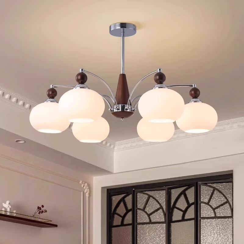 Lámpara de la sala de estar americana retro color nuez caqui medieval lámpara de techo estudio sala de comedor dormitorio lámpara principal