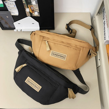 新款胸包男士斜挎包单肩包日系休闲纯色帆布ins时尚潮流肩包腰包
