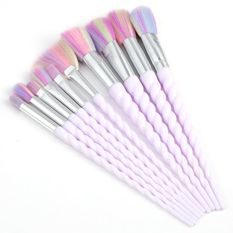 Nuevo diez unicornio maquillaje cepillos traje maquillaje conjunto completo almacenamiento sombra de ojos cepillo labio lindo maquillaje herramientas
