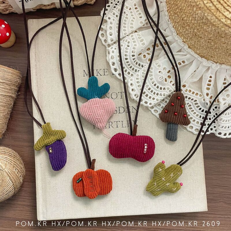 Korean New Fabric Vegetable Necklace Cartoon Cute Accessories Autumn and Winter Sweet Necklace Handmade Ins Pendant Accessories