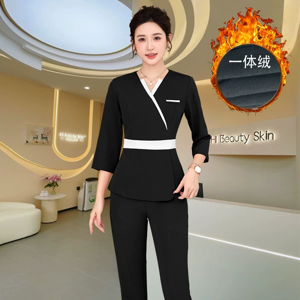 9076 black mid-sleeve trousers [thickened version]