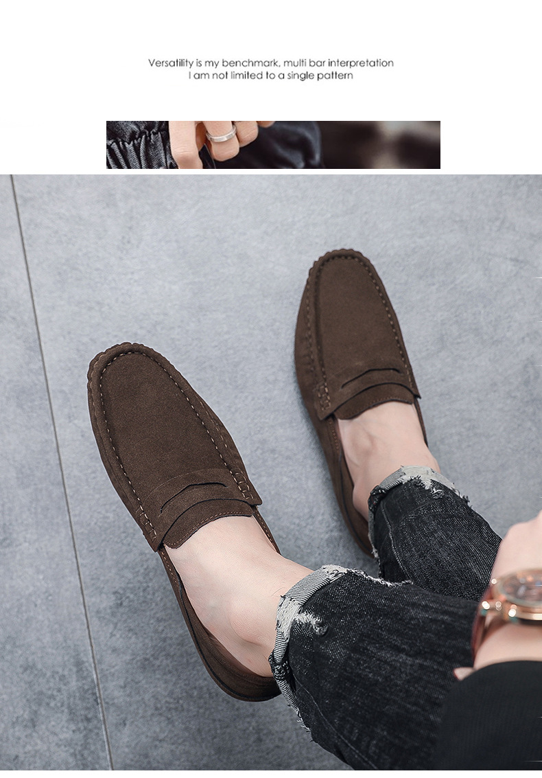 New loafers men's shoes bean shoes hair trend fashion British lazy man a slip-off half drag_voghion.com