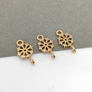 DIY jewelry accessories color-retaining copper pendant small snowflake double hanging tassel pendant earrings bracelet headdress connector