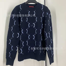 双G毛衣秋冬款圆领字母针织套头上衣G家圆领长袖毛衣宽松男女同款